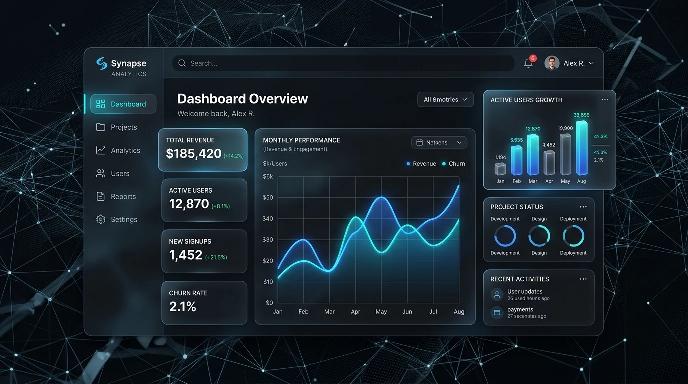 SaaS Web Application Development Dashboard UI